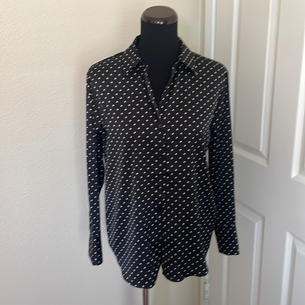 NEW Maison d’ Amelie PARIS Black White Polka Dot Blouse Button down Shirt NWT